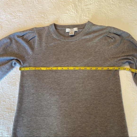 Magaschoni Balloon Puff Sleeve Crew Neck Gray Sweater - M - Picture 8 of 11